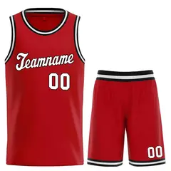 Classic Red White-Black Team Basketball Jersey 1