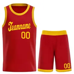 Classic Red Yellow Team Basketball Jersey