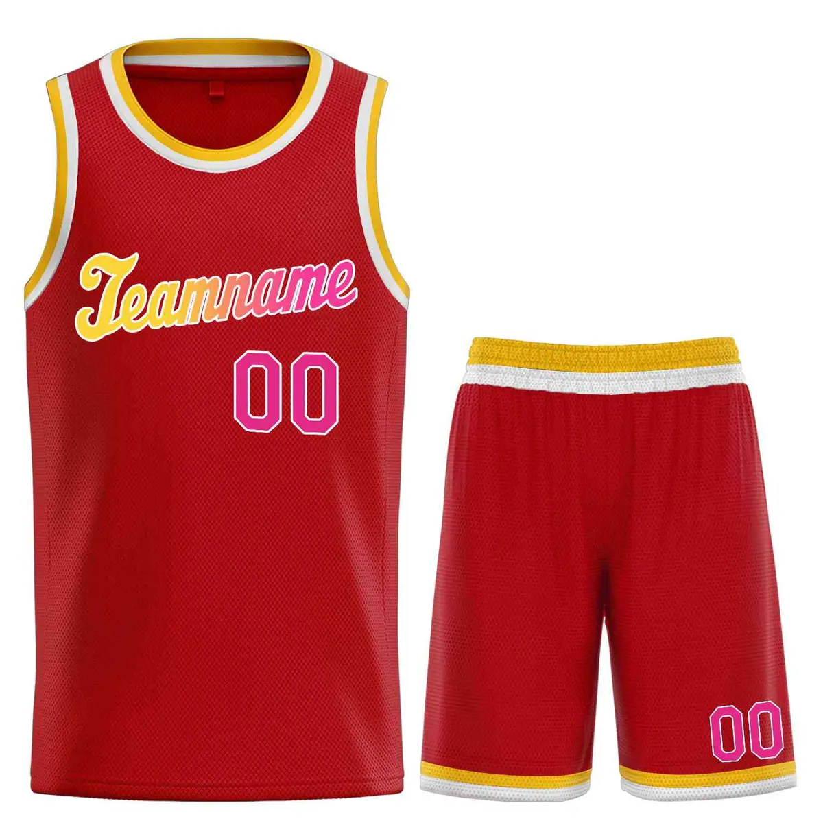 Classic Red Yellow-White Team Basketball Jersey