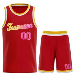 Classic Red Yellow-White Team Basketball Jersey 1