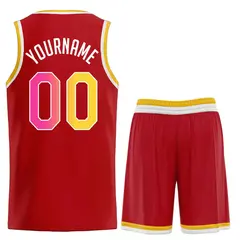 Classic Red Yellow-White Team Basketball Jersey 2