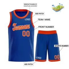 Classic Royal Orange-White Basketball Uniform Jersey 3