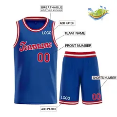 Classic Royal Red-White Basketball Uniform Jersey 3