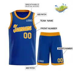 Classic Royal Yellow-White Basketball Uniform Jersey 3
