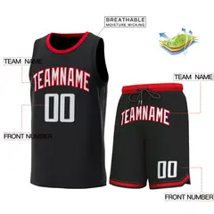 Classic Sets Basketball Jersey Black Red 2