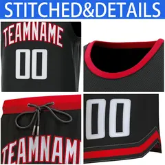 Classic Sets Basketball Jersey Black Red 6