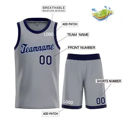 Classic Sets Basketball Jersey Gray Navy 3