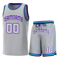 Classic Sets Basketball Jersey Gray Purple Teal-Black 1