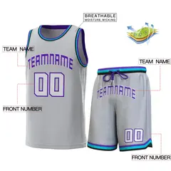 Classic Sets Basketball Jersey Gray Purple Teal-Black 2