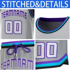 Classic Sets Basketball Jersey Gray Purple Teal-Black 6
