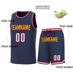 Classic Sets Basketball Jersey Navy Crimson-White 2