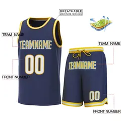 Classic Sets Basketball Jersey Navy Yellow-Yellow 2