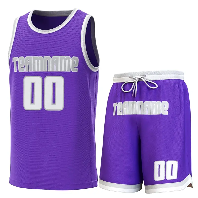 Classic Sets Basketball Jersey Purple Gray-White
