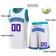 Classic Sets Basketball Jersey White Teal 2
