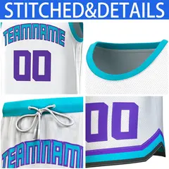 Classic Sets Basketball Jersey White Teal 6