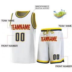 Classic Sets Basketball Jersey White Yellow-Navy 2