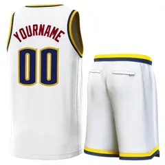 Classic Sets Basketball Jersey White Yellow-Navy 3