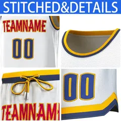 Classic Sets Basketball Jersey White Yellow-Navy 6