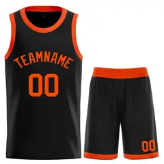 Classic Sets Curved Black Orange Basketball Jersey 1