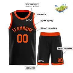 Classic Sets Curved Black Orange Basketball Jersey 3