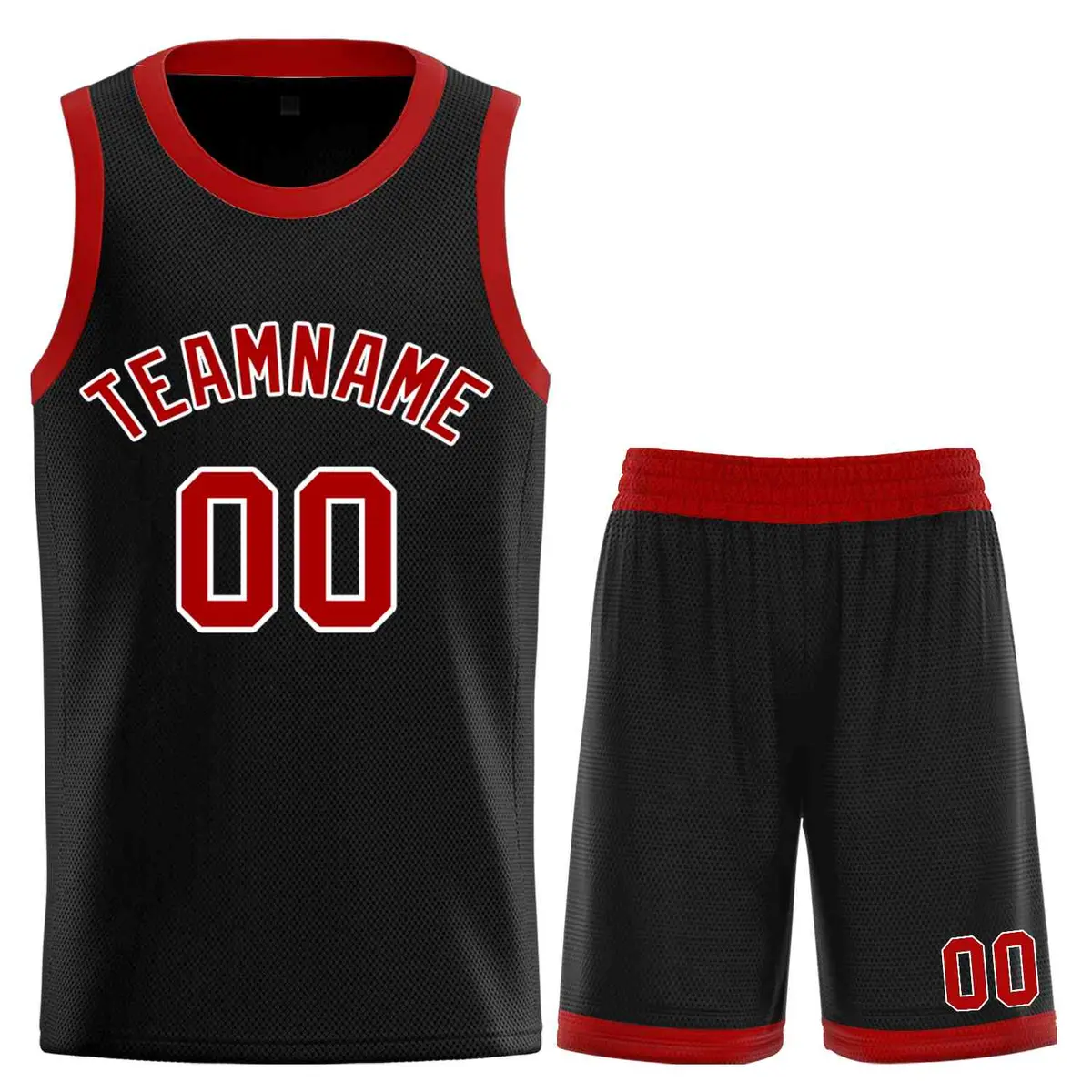 Classic Sets Curved Black Red White Basketball Jersey