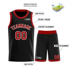 Classic Sets Curved Black Red White Basketball Jersey 3