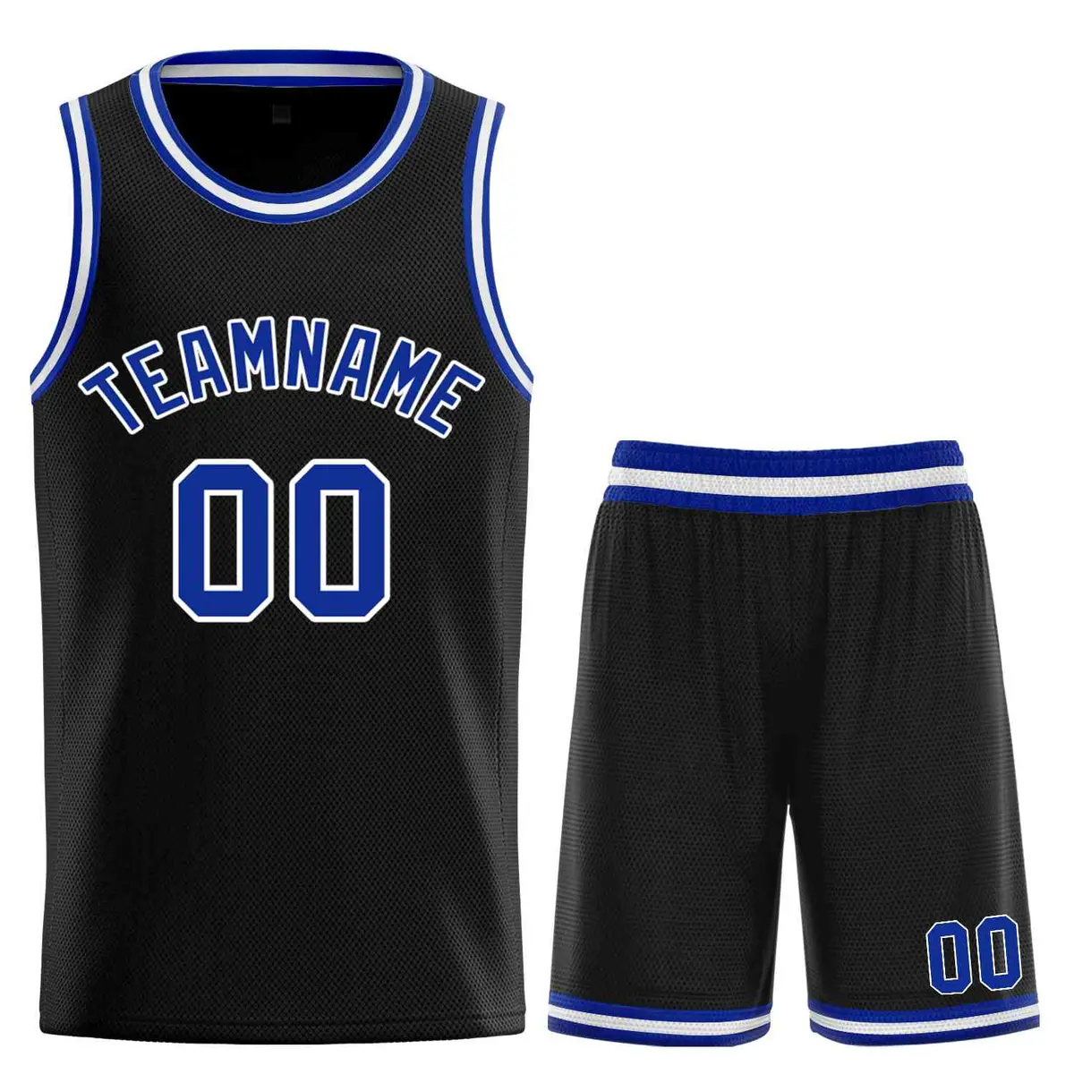 Classic Sets Curved Black Royal White Basketball Jersey