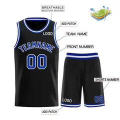 Classic Sets Curved Black Royal White Basketball Jersey 3