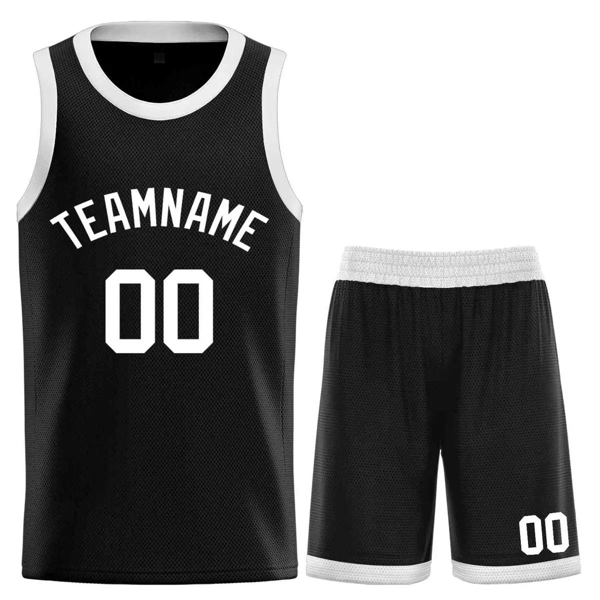 Classic Sets Curved Black White Basketball Jersey