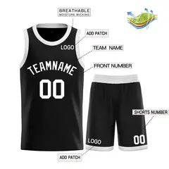 Classic Sets Curved Black White Basketball Jersey 3