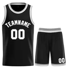 Classic Sets Curved Black White Gray Basketball Jersey