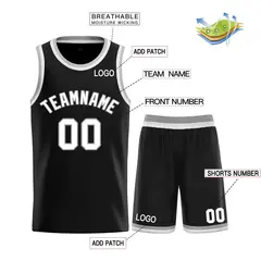 Classic Sets Curved Black White Gray Basketball Jersey 3