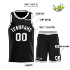 Classic Sets Curved Black White Gray Basketball Jersey 3