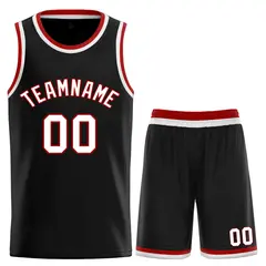 Classic Sets Curved Black White Red Basketball Jersey