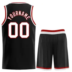 Classic Sets Curved Black White Red Basketball Jersey 2