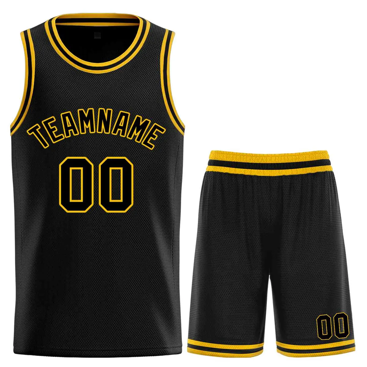 Classic Sets Curved Black Yellow Basketball Jersey