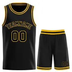 Classic Sets Curved Black Yellow Basketball Jersey 1
