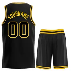 Classic Sets Curved Black Yellow Basketball Jersey 2