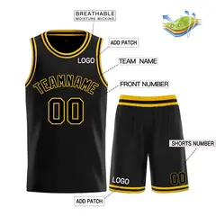 Classic Sets Curved Black Yellow Basketball Jersey 3