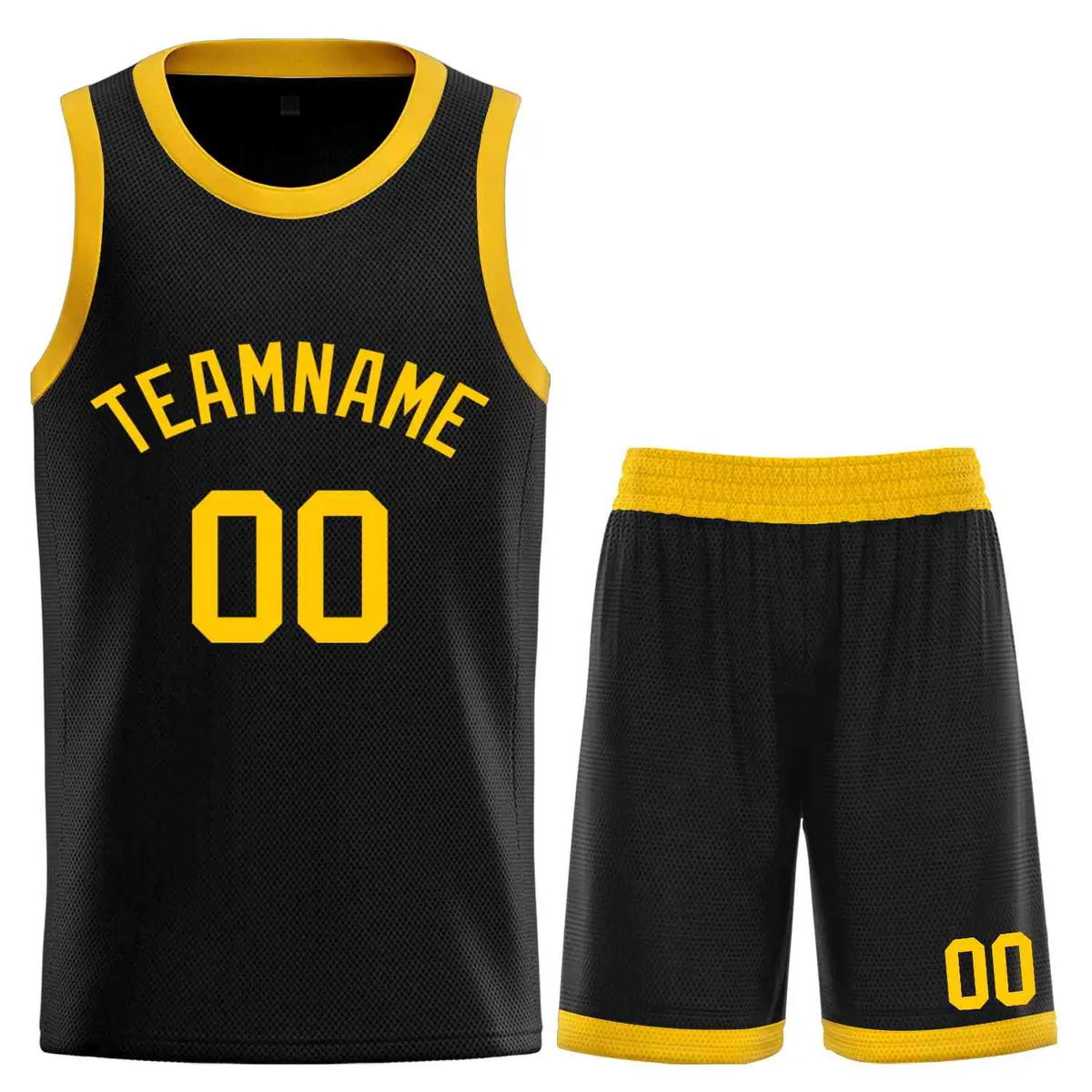 Classic Sets Curved Black Yellow Basketball Jersey