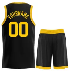 Classic Sets Curved Black Yellow Basketball Jersey 2