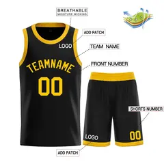 Classic Sets Curved Black Yellow Basketball Jersey 3