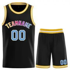 Classic Sets Curved Black Yellow White Basketball Jersey 1