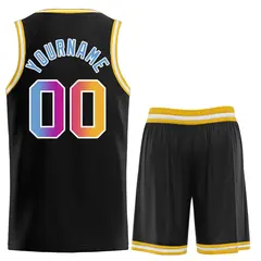 Classic Sets Curved Black Yellow White Basketball Jersey 2