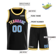Classic Sets Curved Black Yellow White Basketball Jersey 3