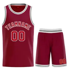 Classic Sets Curved Maroon Red Gray Basketball Jersey
