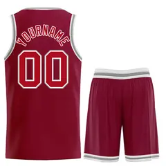 Classic Sets Curved Maroon Red Gray Basketball Jersey 2