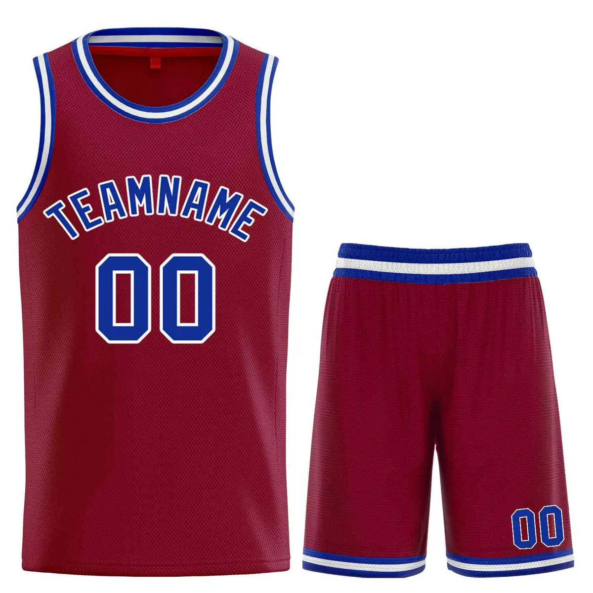Classic Sets Curved Maroon Royal White Basketball Jersey