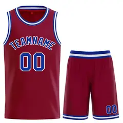 Classic Sets Curved Maroon Royal White Basketball Jersey