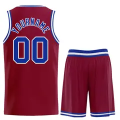 Classic Sets Curved Maroon Royal White Basketball Jersey 2